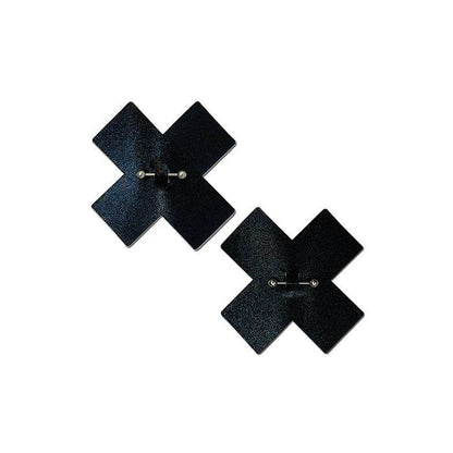 Pastease Liquid Black Cross X pierced barbell nipple pasties – reusable, hypoallergenic nipple covers