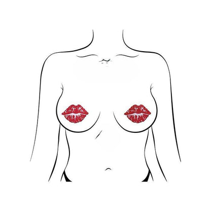 Puckered Kisses Sparkly Glitter Velvet Nipple Pasties – Red