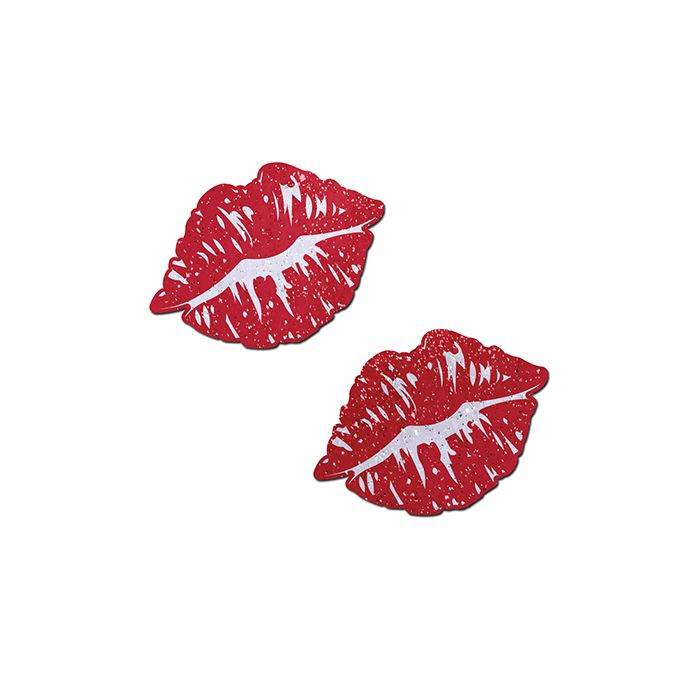 Puckered Kisses Sparkly Glitter Velvet Nipple Pasties – Red