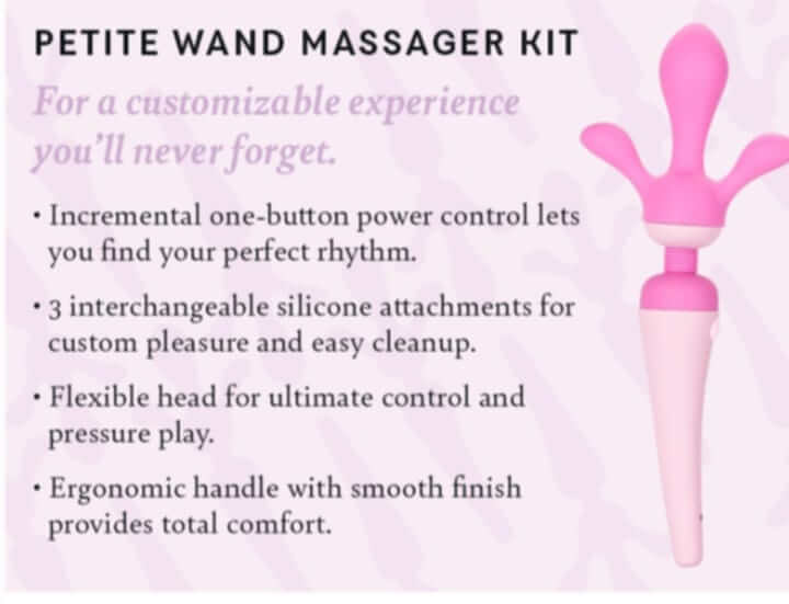Pure Romance Petite Wand Massager with attachments benefits  by California Exotics