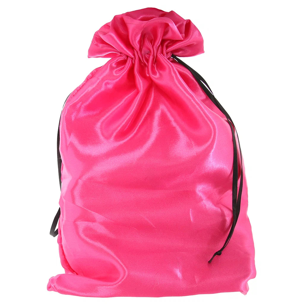 Pink satin drawstring bag on a white background Antibacterial Adult Toy Storage Bag - Pink Pussycat