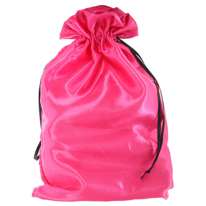 Pink satin drawstring bag on a white background Antibacterial Adult Toy Storage Bag - Pink Pussycat