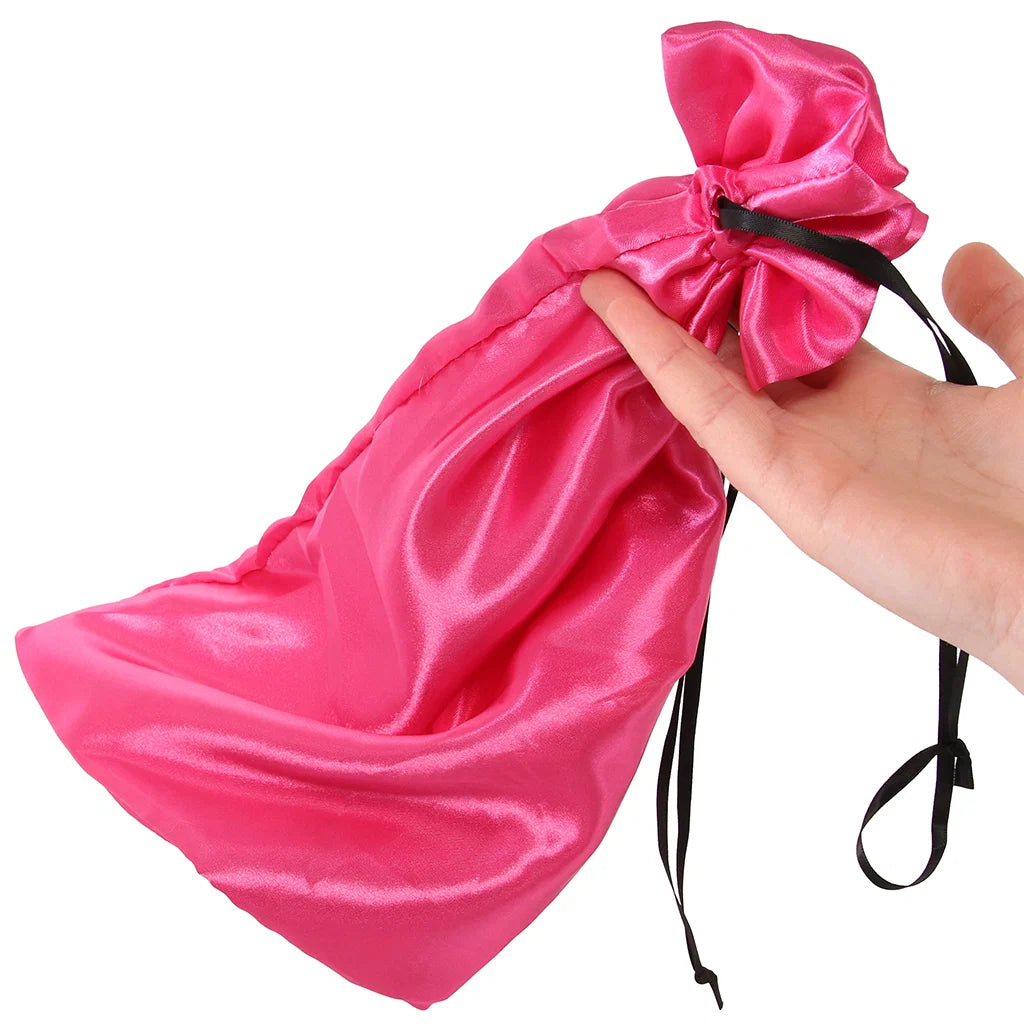 Hand holding a pink drawstring bag on a white background Antibacterial Adult Toy Storage Bag - Pink Pussycat