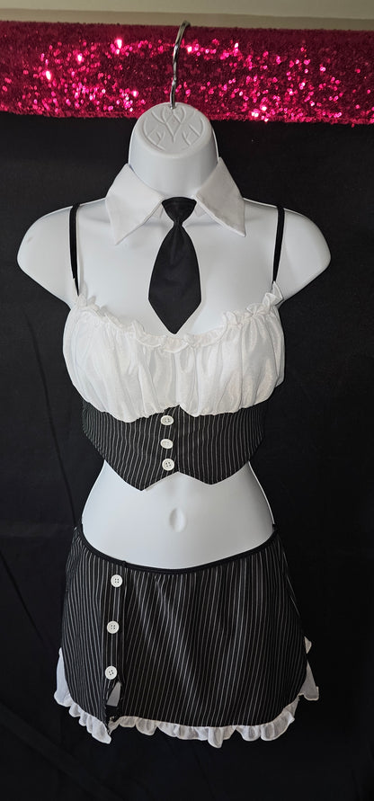Rene Rofe Pinstripe lingerie set front view