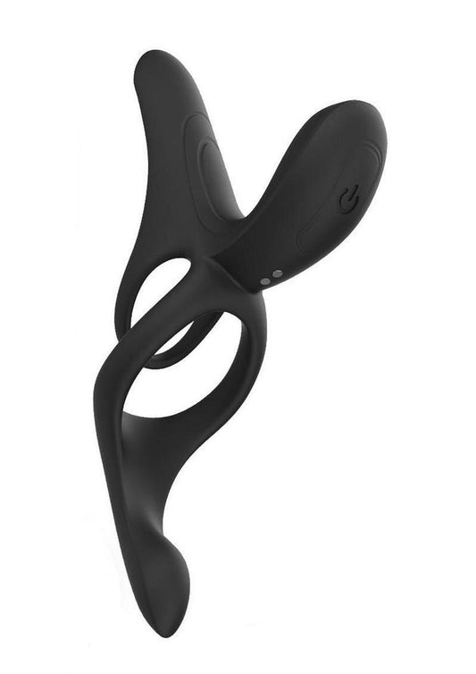 Pleasure Pivot App Control Rechargeable Silicone Couples Vibrator - Black on a white background