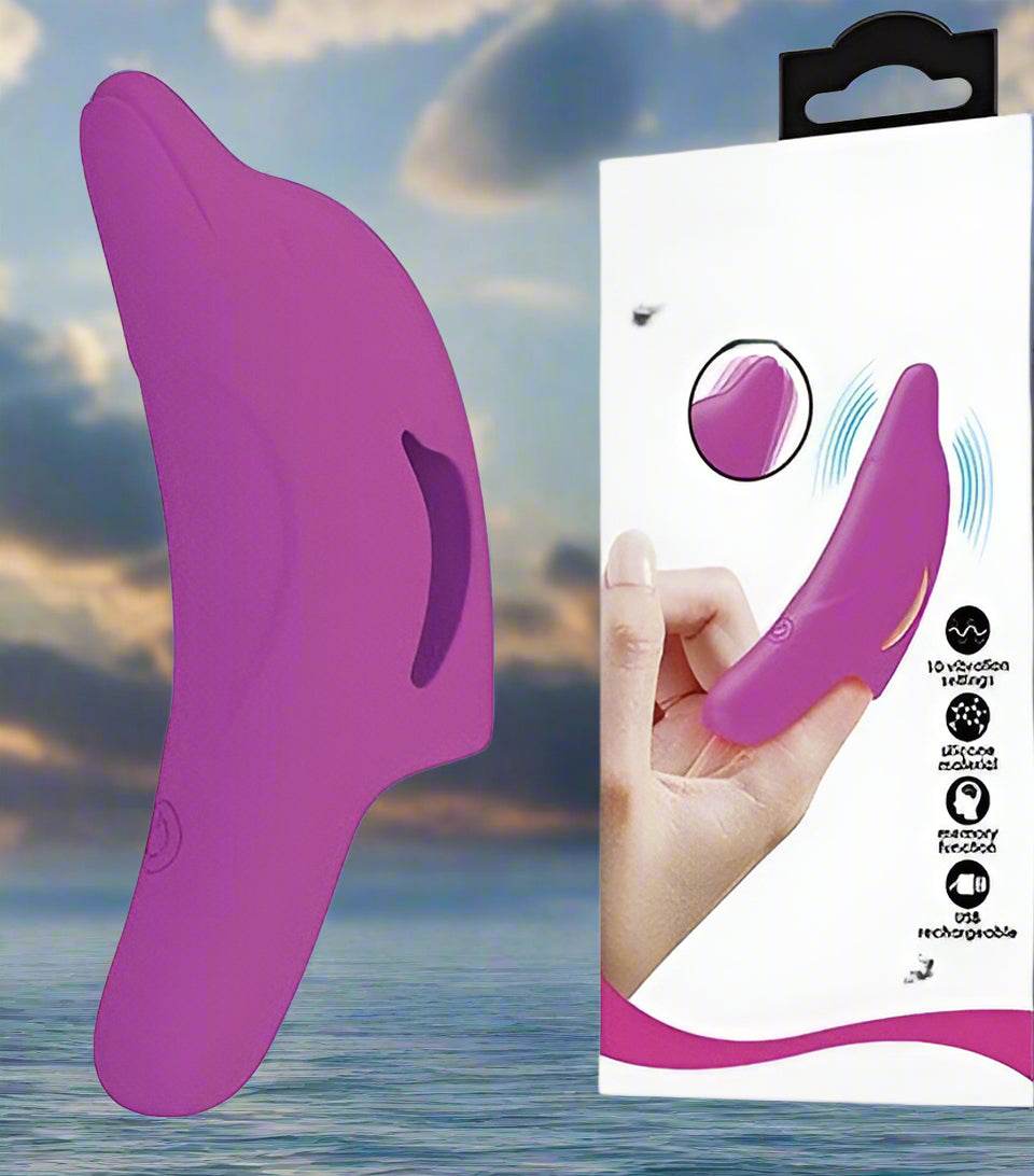Pretty Love Delphini Dolphin Honey Finger Vibe on finger.