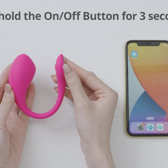 Instructional Video on how to use Lovense Lush 4 App-Controlled Rechargeable G-Spot Silicone Vibrator featuring woman's hands holding product and using app on phone