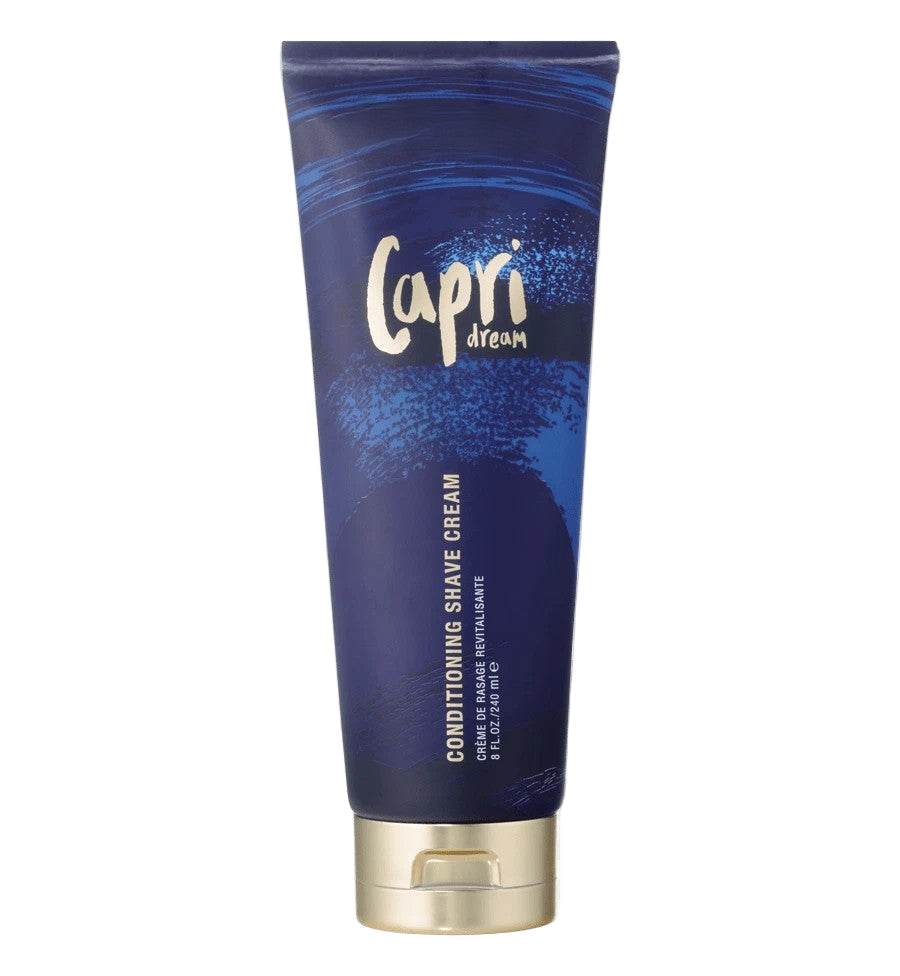 Blue tube of Pure Romance Capri Dream Coochy Conditioning Shave Cream on a transparent background