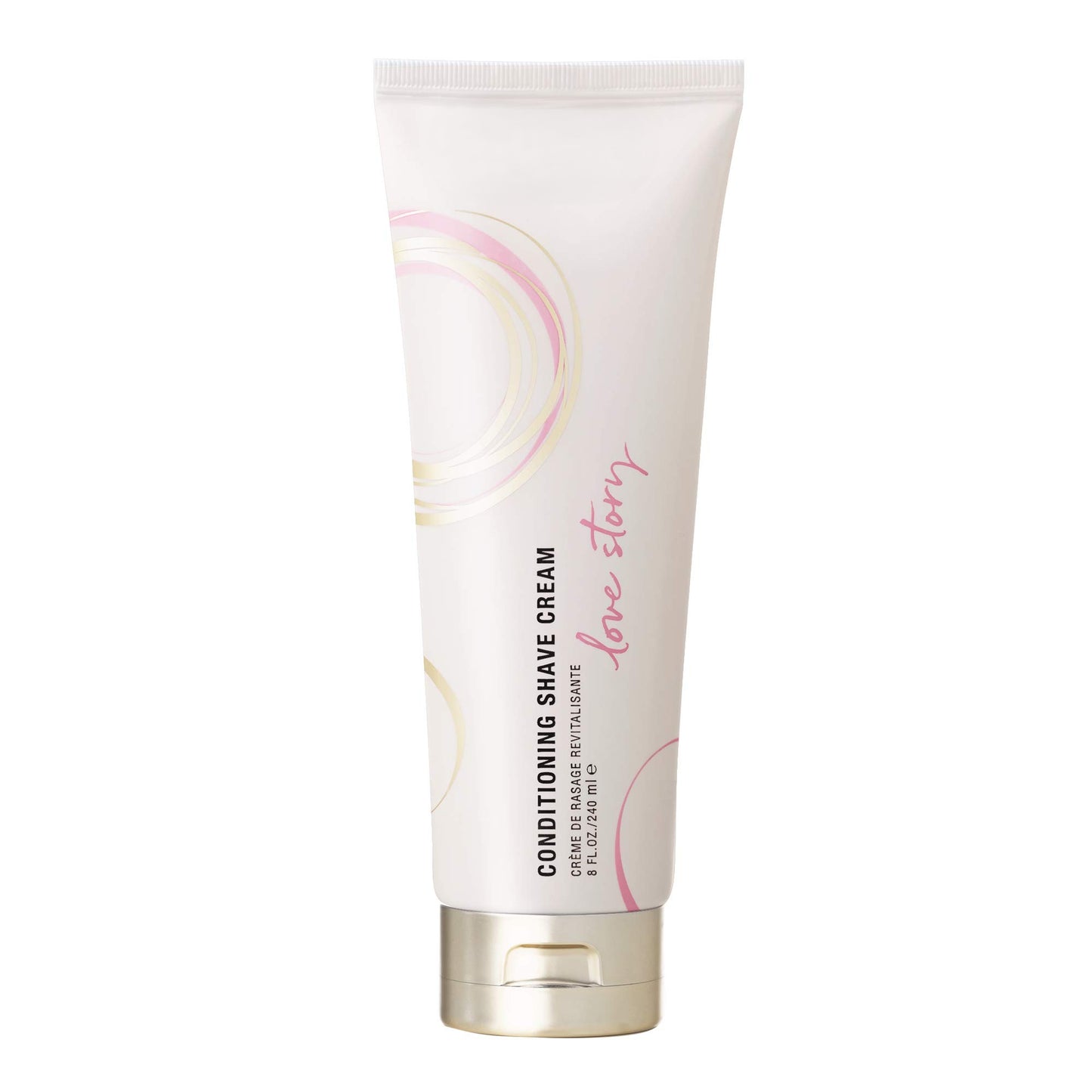 Pure Romance Rash Free Conditioning Shave Cream tube with 'love story' text on a white background