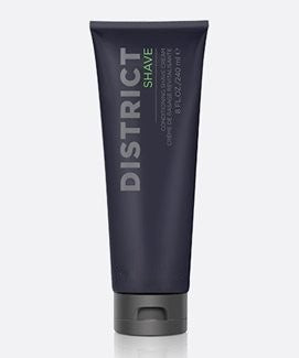 Tube of Pure Romance District Shave cream on a white background
