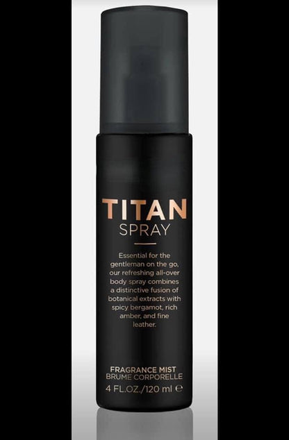 Black Pure Romance Titan Spray bottle on a gray background