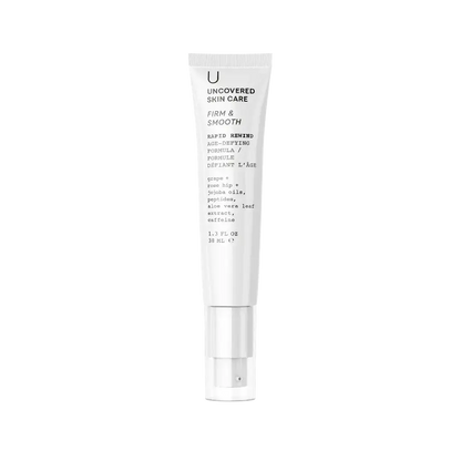 Pure Romance Rapid Rewind Skincare tube labeled 'Uncovered Skin Care' on a white background