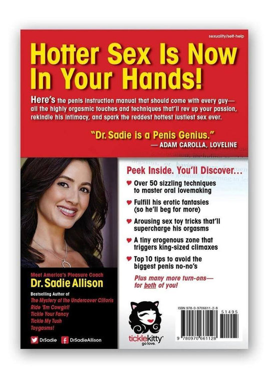 Book cover of Dr. Sadie Allison's Tickle His Pickle Guide book with a woman's face and promotional text about 'Hotter Sex' on a red background
