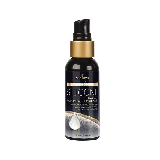 Sensuva silicone-based personal lubricant bottle on a white background