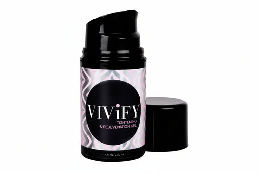 Sensuva VIViFY tightening and rejuvenation gel with black cap on white background