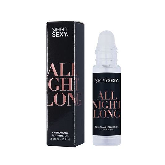 Simply Sexy pheromone rollerball with cap removed, revealing rollerball applicator and fragrance oil detail