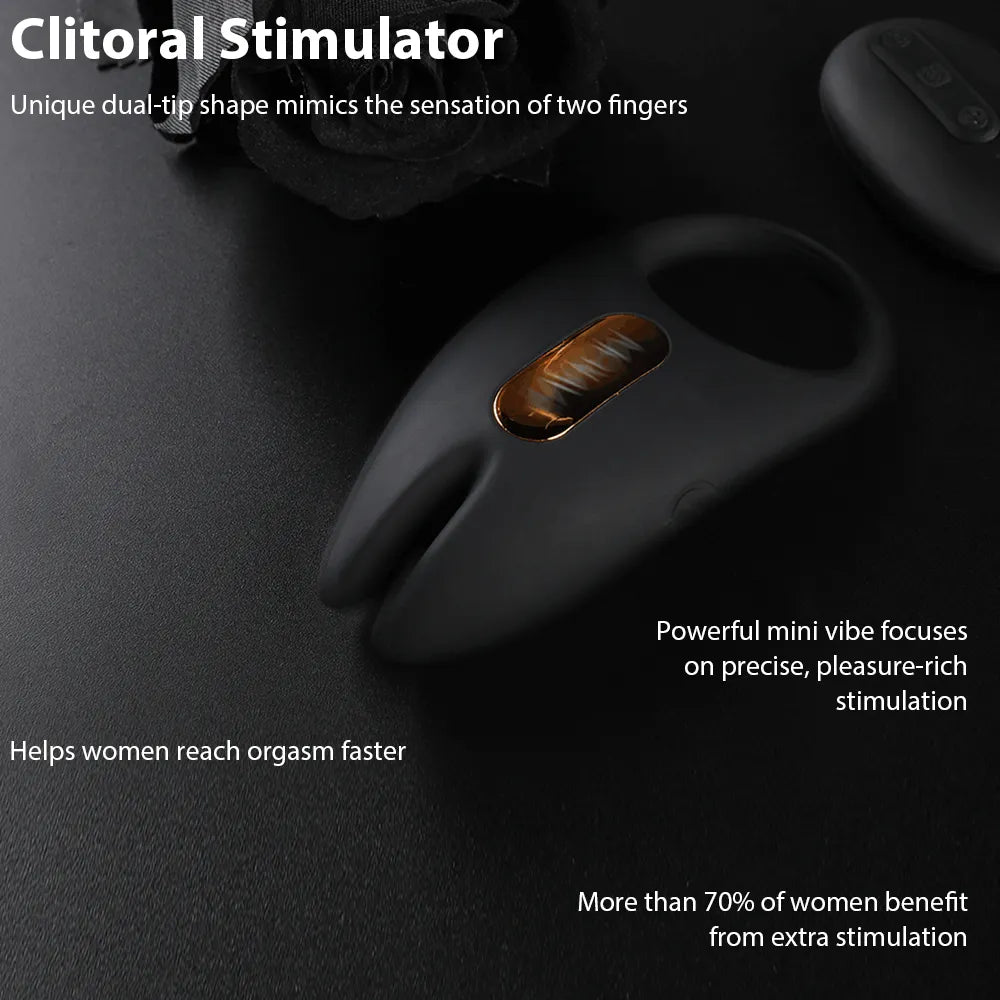 Svakom WINNI 2 Interactive Vibrating Rabbit Cock Ring with app control and remote control on a black background