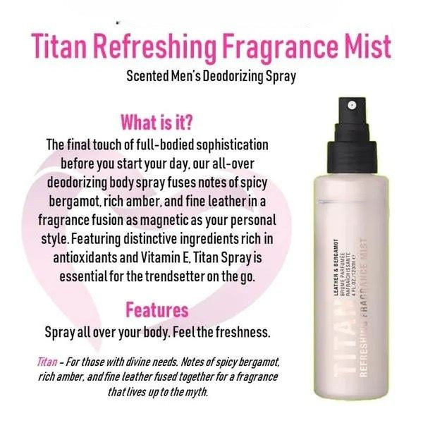 Pure Romance Ttian Refreshing Fragrance Mist white bottle black pump with description on white background