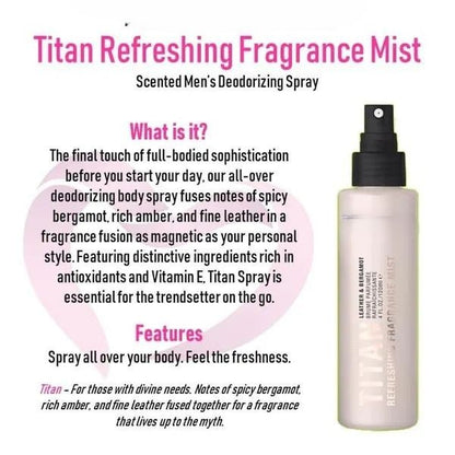 Pure Romance Ttian Refreshing Fragrance Mist white bottle black pump with description on white background