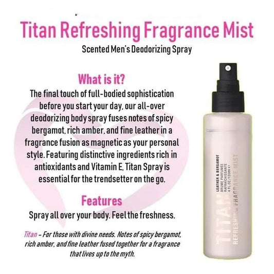 Pure Romance Ttian Refreshing Fragrance Mist white bottle black pump with description on white background
