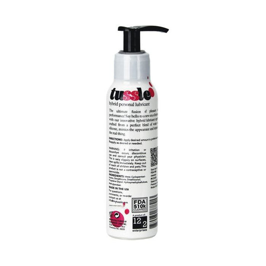 Back view of Tussle Hybrid Personal lubricant bottle Dec-2 Enterprises Inc