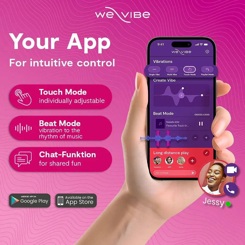 We-Vibe Chorus couples toy application explanation of benefits and uses such as touch mode, beat mode and chat mode.