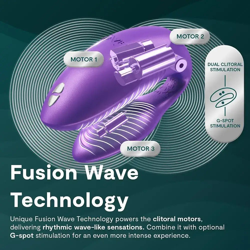 We-Vibe Chrous Pro Fusion Wave Technology info on a dark green background