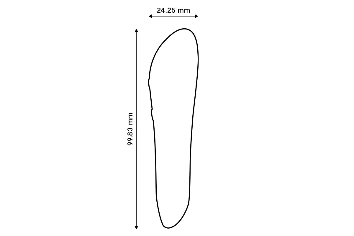 Measurement diagram We-Vibe Tango X Rechargeable Clitoral Mini Bullet Vibrator  with dimensions 99.83 mm and 24.25 mm on a white background.