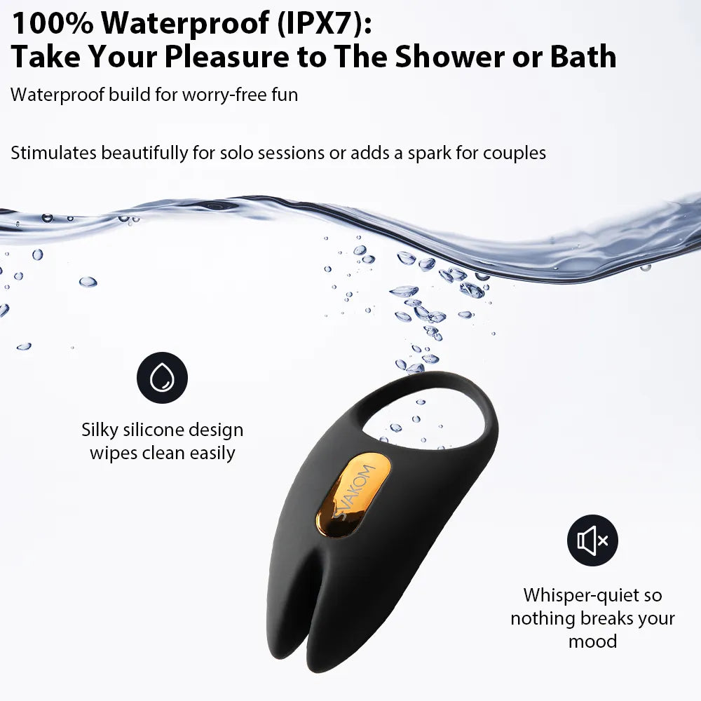 Svakom WINNI 2 Interactive Vibrating Rabbit Cock Ring with app control and remote control with IPX7 Waterproof rating on white background. 