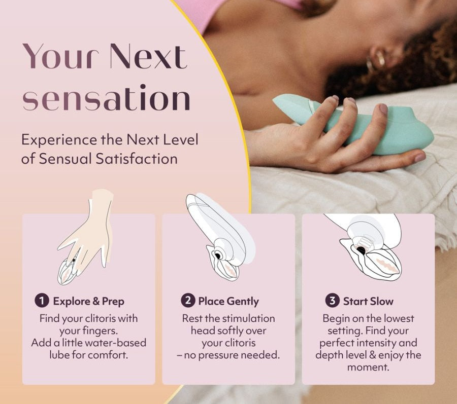 Womanizer Next 3D Air Stimulator with Climax Control instructions on how to use.