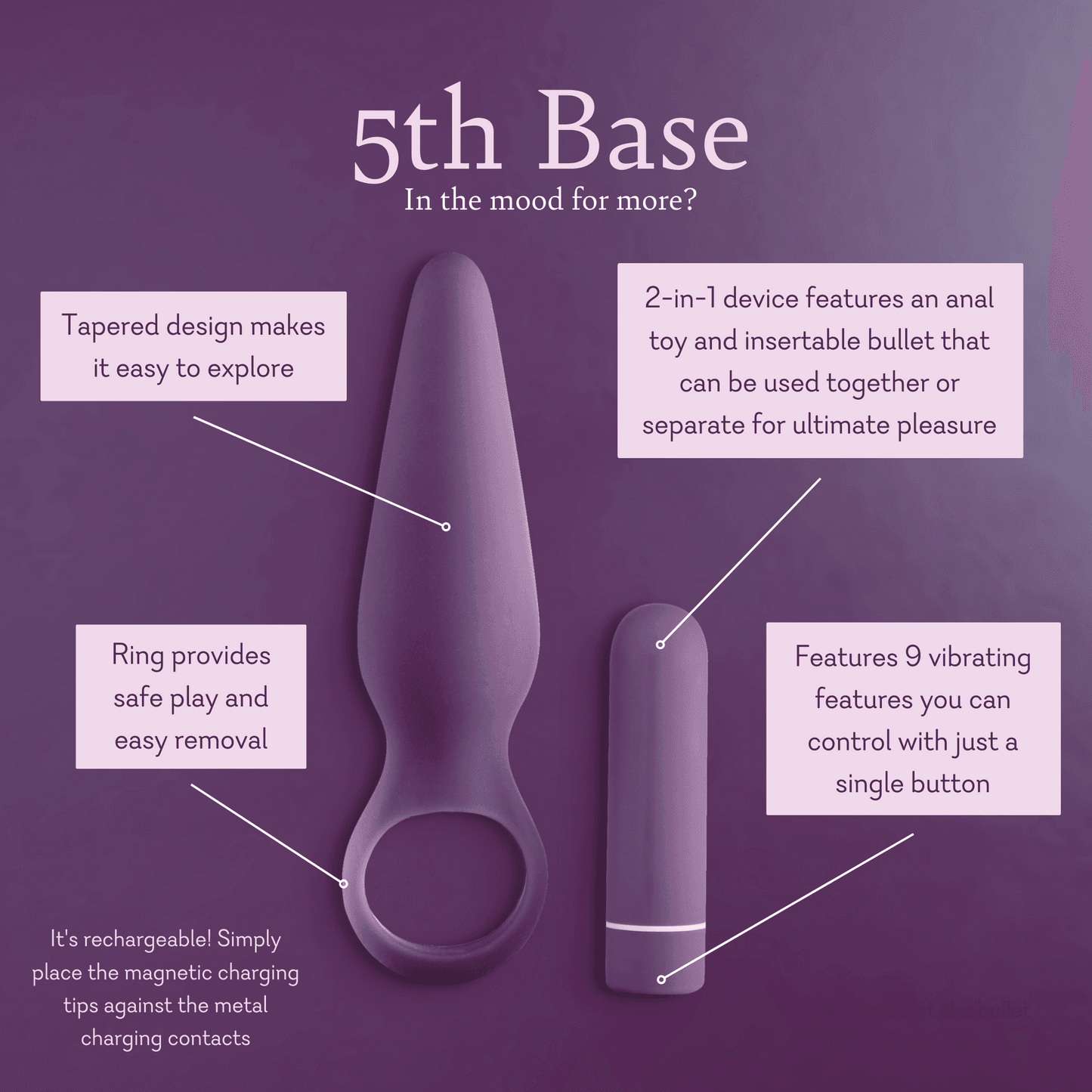 5th Base vibrating butt plug and bullet combo for anal pleasure by Pure Romance.