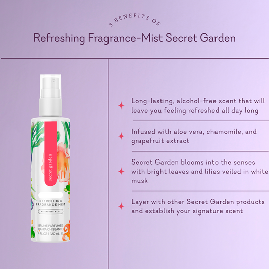 Pure Romance Refreshing Fragrance Mist - Secret Garden list of benefits.
