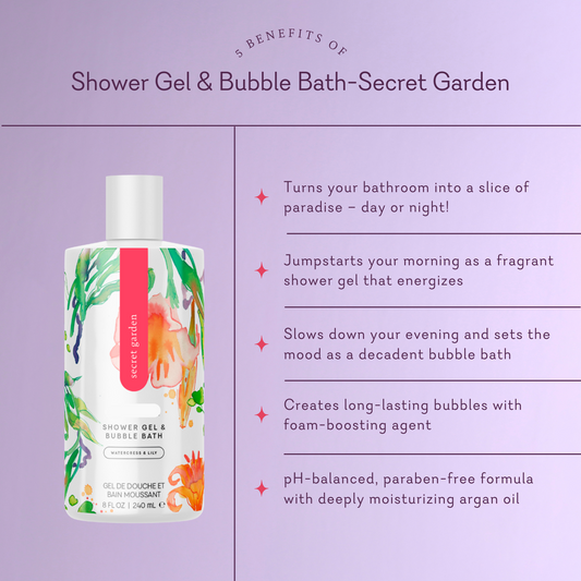 Pure Romance secret garden Shower gel bubble bath benefits.